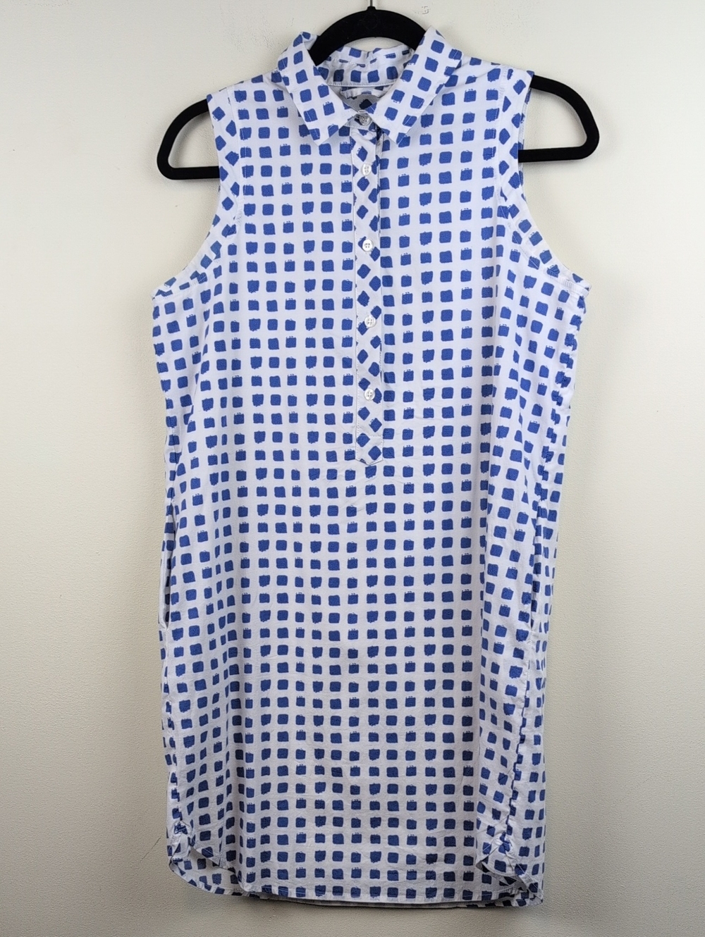 Vineyard Vines Sleeveless Shift Dress Blue & White Cotton Preppy Coastal Beach